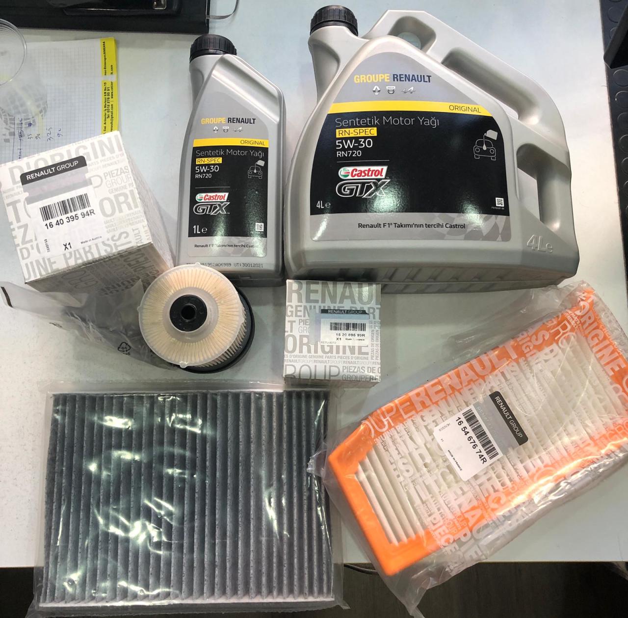 Clio 4 1.5 Dci K9K Yağ Bakım Seti ( Yağ Filtresi+Hava Filtresi+Polen Filtresi+Mazot Filtresi İç