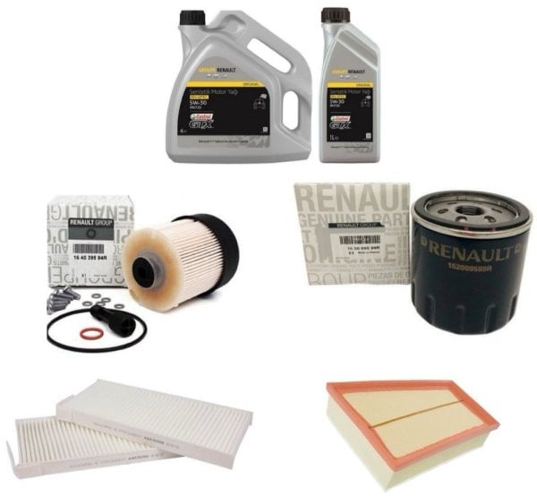 Kango 3 1.5 Dci Yağ Bakım Seti (Yağ Filtresi+Hava Filtresi+Polen Filtresi+Mazot Filtresi 5/30 5Lt Partiküllü Castrol Motor Yağı)