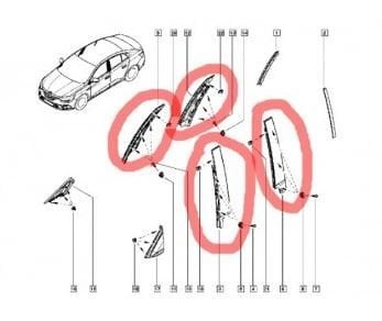 Renault Megane 4 Kapı Direk Bandı Takım Parlak Siyah 822838317R 822826998R